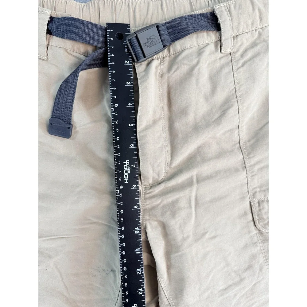 The North Face Shorts Mens XL Beige Nylon Hiking 9 Inseam Belted Cargo